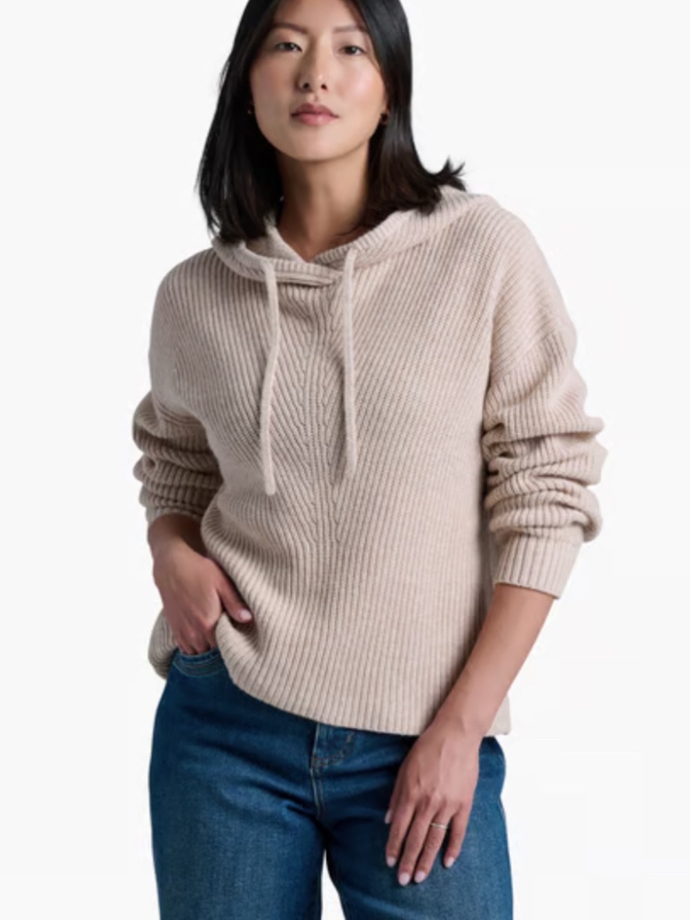 Kuhl Fireside Sweater Hoodie Women's Size Sml Tan Boxy Relaxed Fit